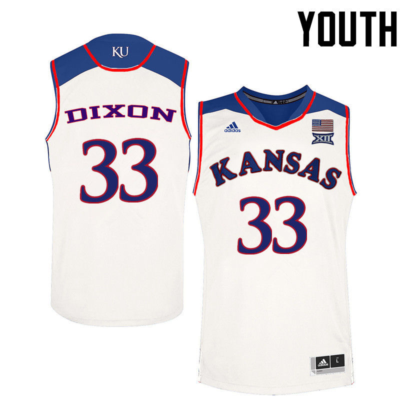 Youth Kansas Jayhawks #33 Tamecka Dixon College Basketball Jerseys-White - Click Image to Close